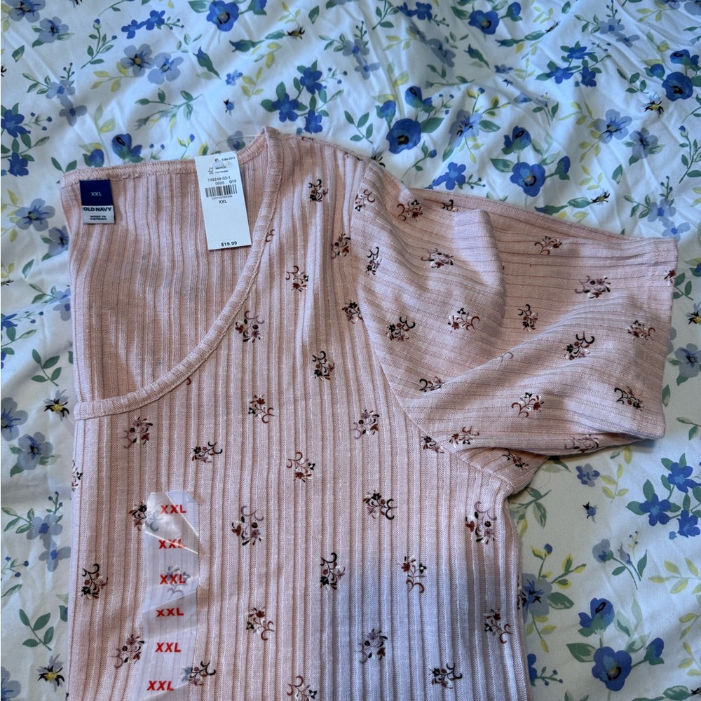 Old Navy Pink Floral Short Sleeve Tee